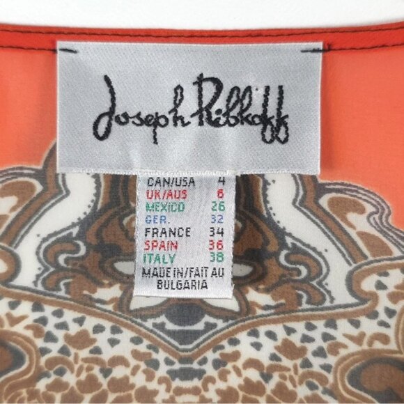 Joseph Ribkoff Bulgaria 🇧🇬 Made Semi Sheer Beaded Rhinestone V neck Top Size 4 - Picture 6 of 14